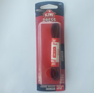 KIWI Dress Shoe Laces 30'' Crimson Round Waxed 2865 S.C. Johnson 1 Pair Burgundy