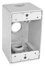 Weatherproof 1-Gang 2-5/8" Deep Box w/ Three 1" Holes GRAY Metal Outdoor