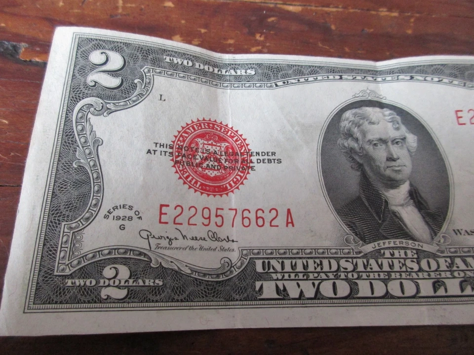 1928 G $2 BILL-TRIM ERROR-NARROW TOP BORDER - Image 4 of 4