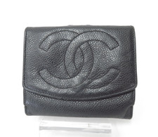 Authentische CHANEL CC kompakte Leder-Geldbörse mit Doppelfaltung I#50605