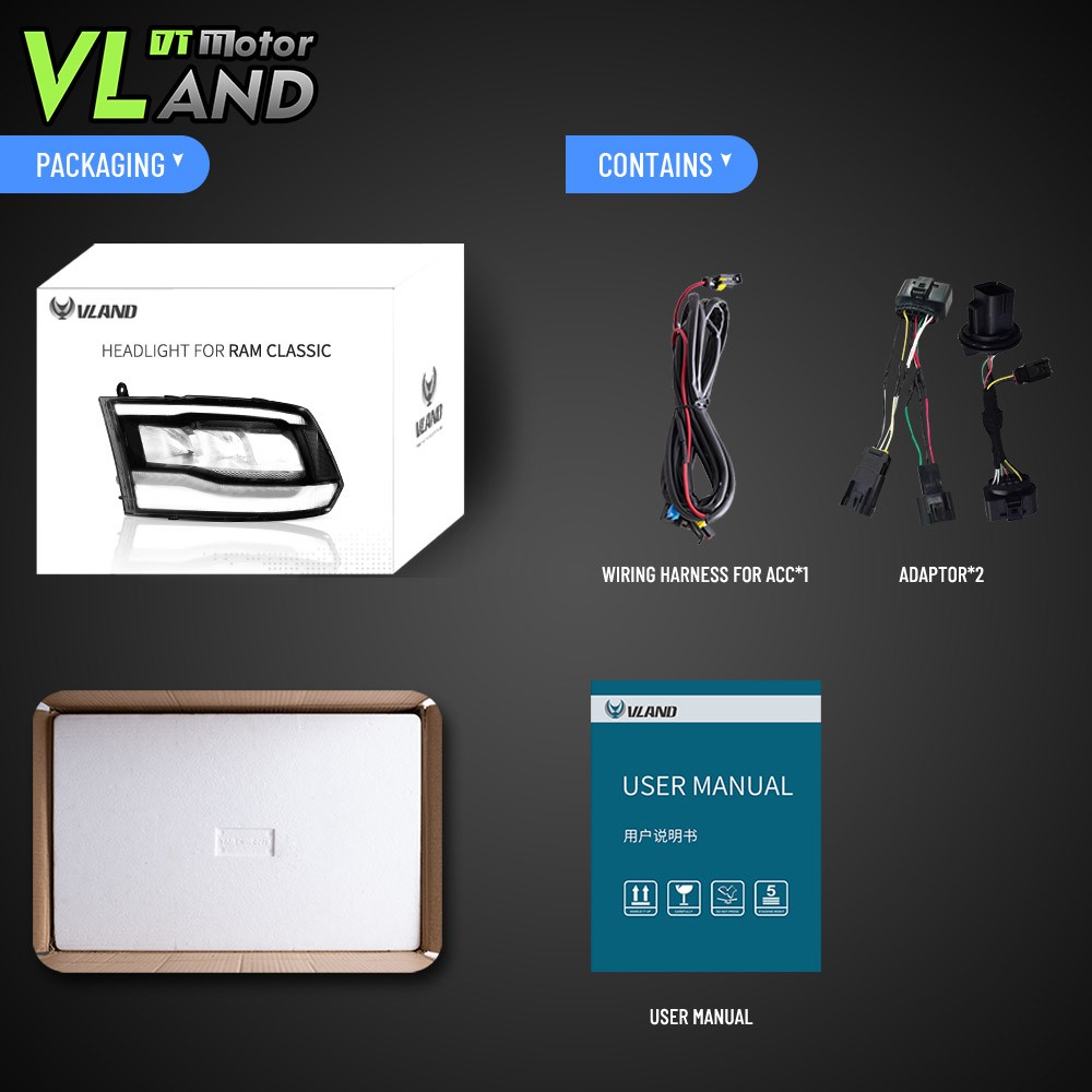 FULL LED Headlight For 2009-2018 Dodge Ram 1500 2500 3500 Pickup Truck Animation