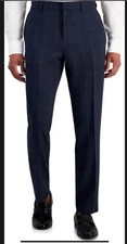 Perry Ellis Portfolio Men’s Slim Fit Twill Dress Pants, Dark Navy, 32 x 30 NWT