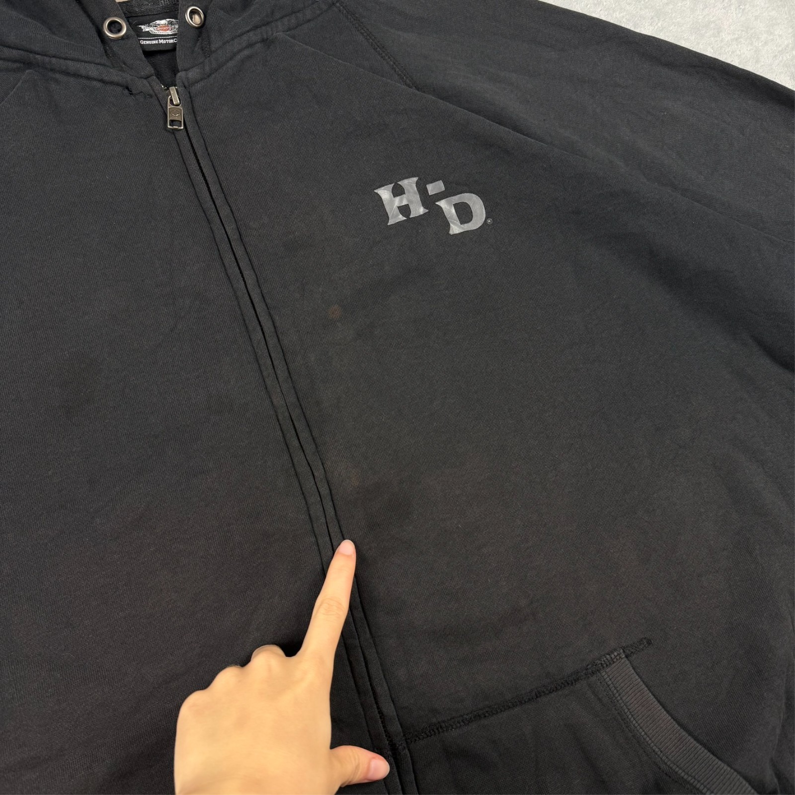 Vintage Harley Davidson 2000's Y2K Tribal Biker Alt Black 5XL Full Zip Hoodie image 5