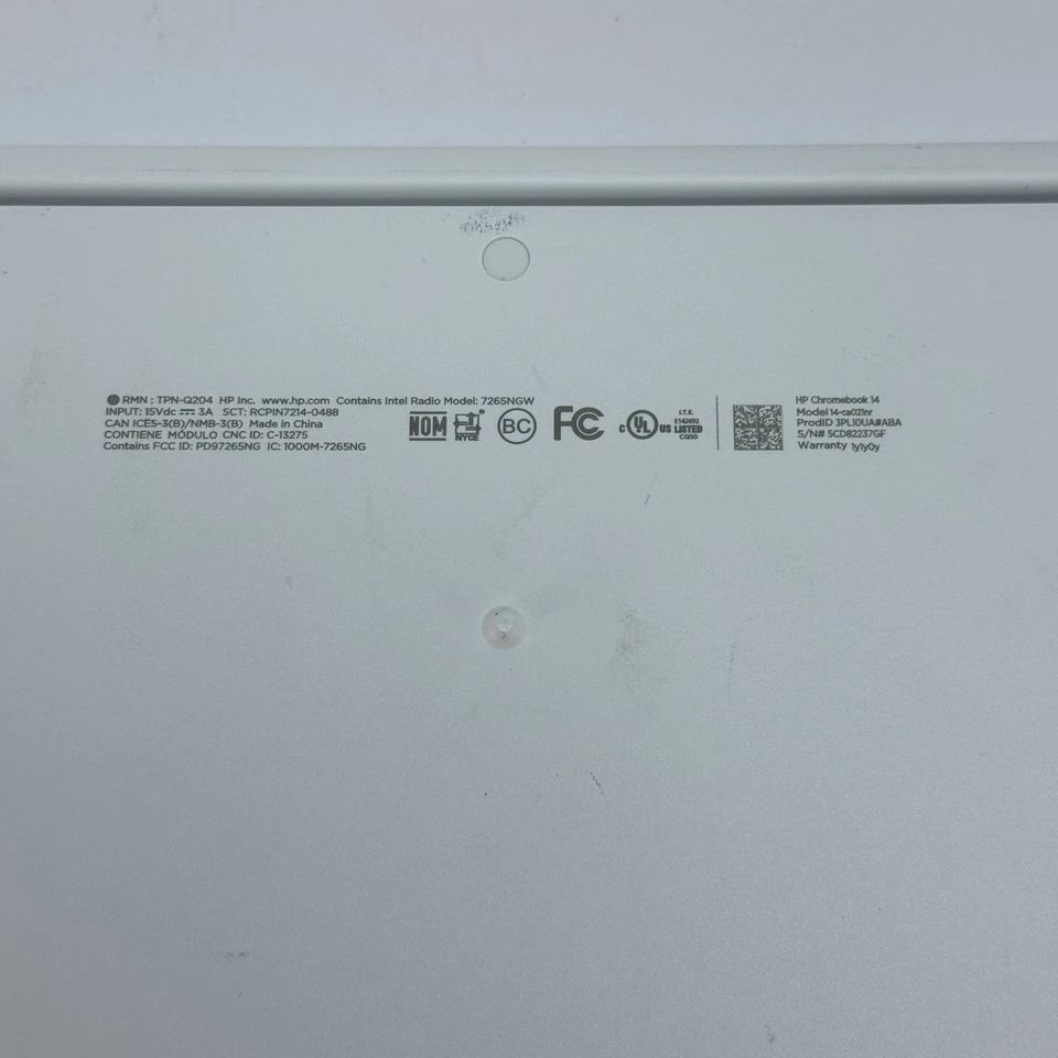 Ноутбук HP Chromebook 14 14-ca021nr Intel ChromeOS белый 14 дюймов Wi-Fi - Изображение 3 из 4