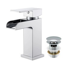 MODERN BATHROOM BASIN TAPS SETS SINGLE LEVER BLACK AND CHROME MONO DESIGN