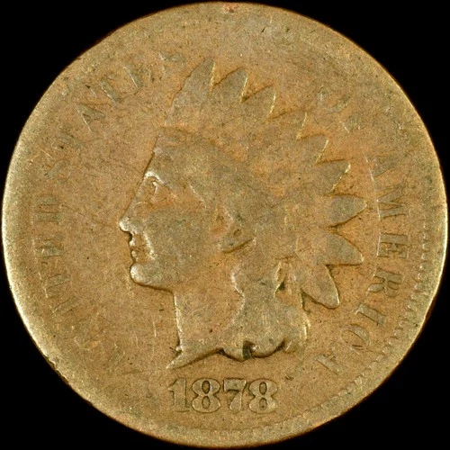 1878 INDIAN HEAD CENT ✪ GOOD G ✪ 1C PENNY COIN K ◢TRUSTED◣