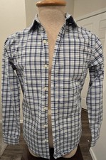 Banana Republic Men's Grant Fit Plaid Button Down Long Sleeve Slim Fit Size SM
