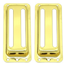 2x Two Slot Brass Electric Guitar Humbucker Pickups Cover Ring Integrated Gold
