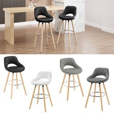 Bar Stools Faux Leather/Linen Seat Chairs Breakfast High Counter Barstools Pub