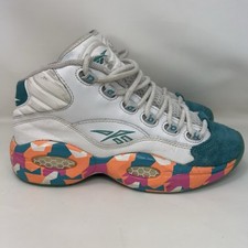 Reebok Question Allen Iverson Mid White Noise Green Orange Boys Size 6