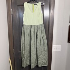 Simply Vera Vera Wang Womens Green Mixed Media Midi Dress Pockets Size M