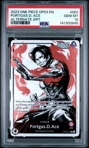 2023 One Piece Portgas.D.Ace Alternate Art Leader #OP03-001 PSA 10 GEM MINT