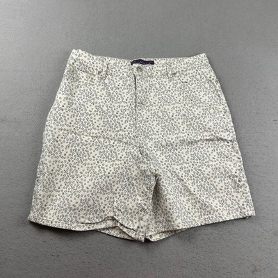Gloria Vanderbilt Shorts Womens 18 White Blue Stars Denim Flat Front Chino