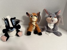 Disney Store VTG NWT Mini Bean Bag Plush Bambi Thumper Flower set of 3