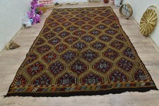 6,2x10,2 ft Kilim Turkish Rug, Red Check Vint...