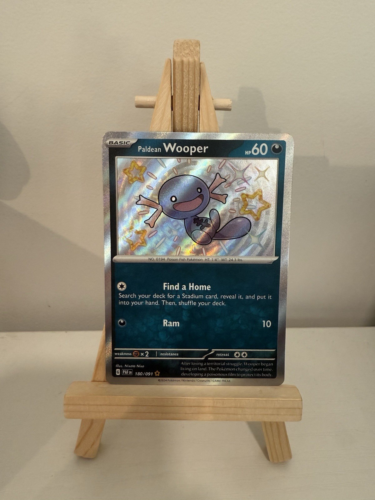 Paldean Wooper - 180/091 - Pokemon Paldean Fates Shiny Rare Card NM