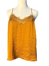 Nine West Golden Brown Lace Trim Camisole Satin Tank Top Womens Large