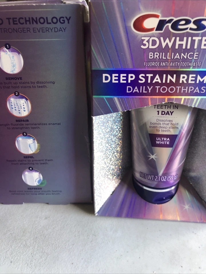 Lot Of 2 crest 3d white Brilliance Deep Stain Remover Daily Toothpaste Exp  2027 - Image 2 of 3