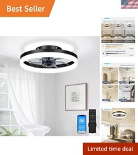 Smart & Quiet 13-Inch Flush Mount Ceiling Fan with Lights - Remote & App Control