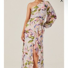 Astr The Label Sandersonia Floral Print Maxi Dress One Sleeve SMALL Gown