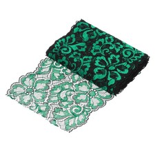 7.1 Inch Wide 5 Yard Lace Ribbon Floral Pattern Black Dark Green Lace Trim