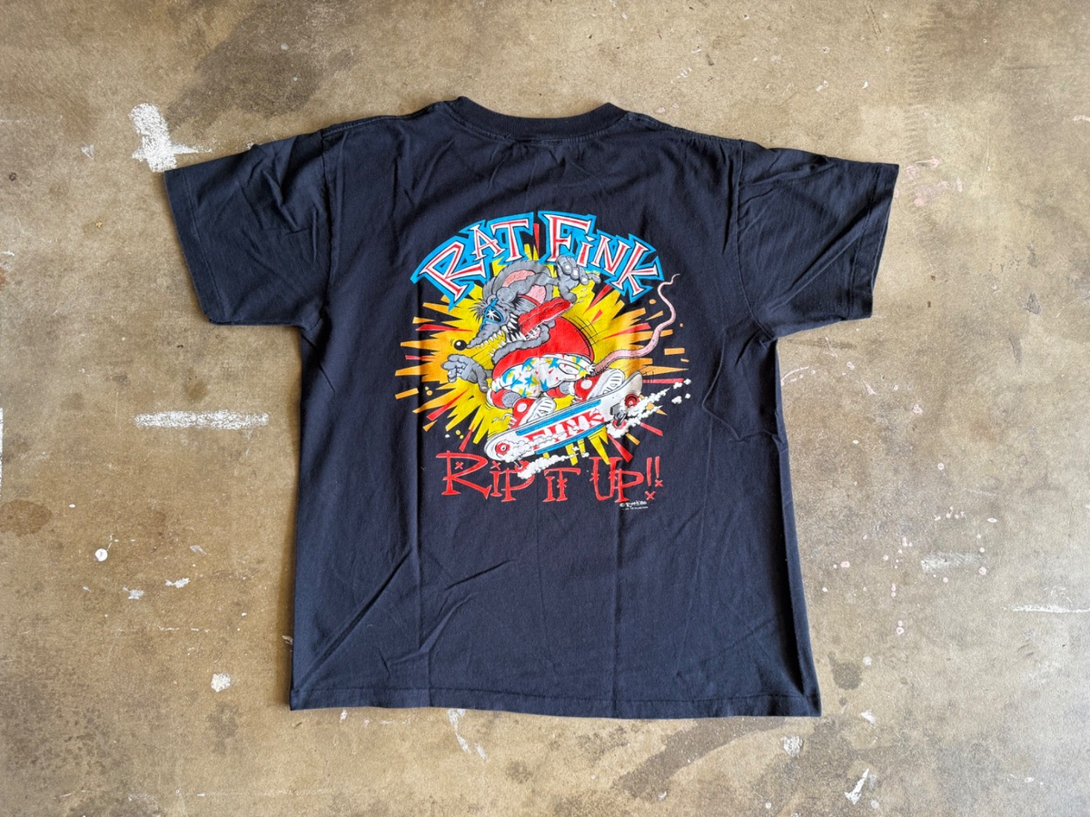 1986 VINTAGE 80s ED ROTH RAT FINK CARTOON T-SHIRT SZ L