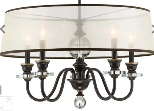 Five Light Chandelier, Palladian Bronze By Quoizel From The Ceremony Collection - Picture 3 of 4