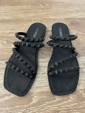 Steve Madden Womens Skyler J Black Slide Sandals Shoes 9 Medium Sold Out