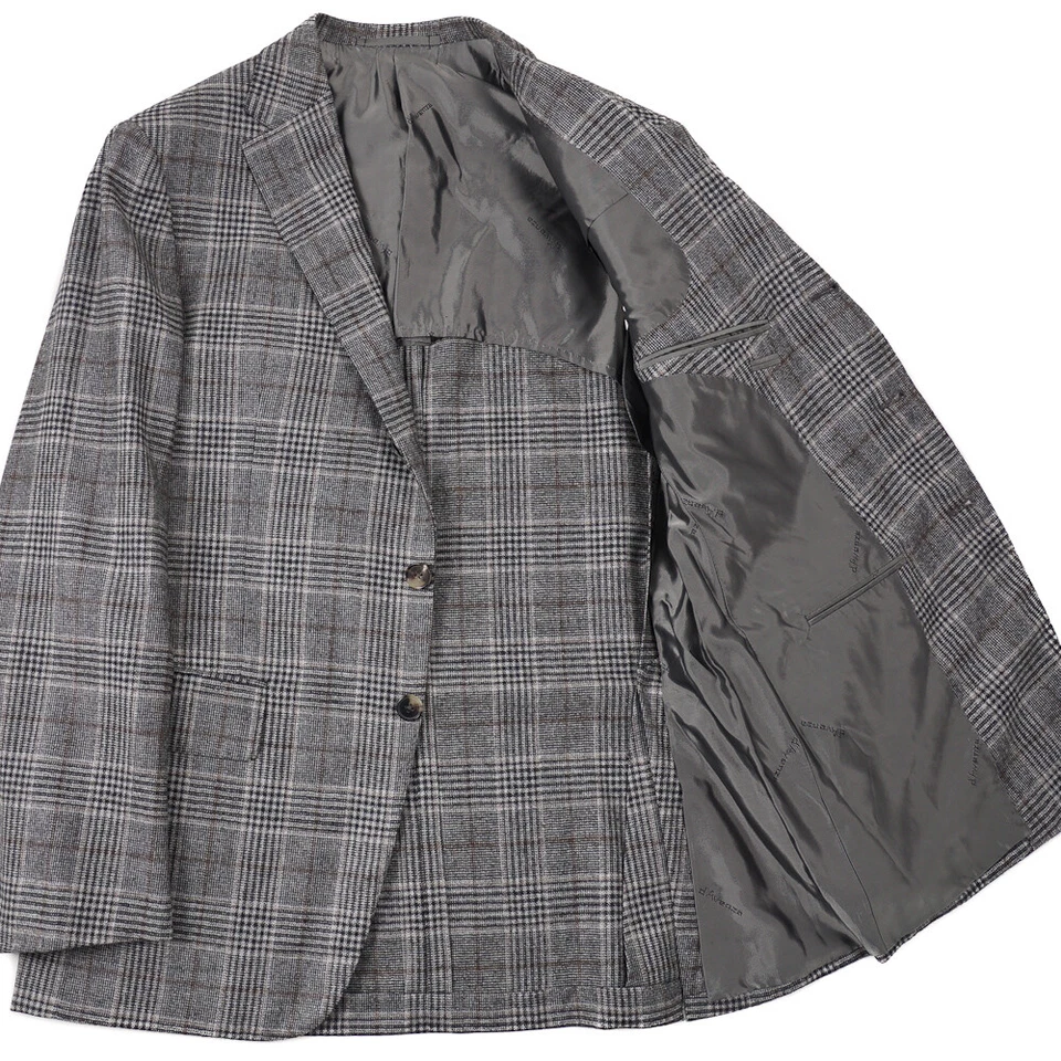 NUEVO CON ETIQUETAS $3295 D'AVENZA Abrigo Deportivo Gris Cuadros en Capas Lana-Cachemira-Seda 40 R Foto 2 de 4