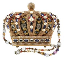 Mary Frances Queendom Crown Crossbody Gold Special Beaded Handbag Purse Bag New