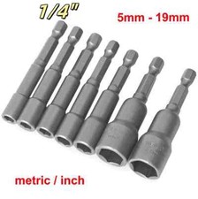 5mm - 19mm Magnetic Hex Nut Driver Set Shank Metric Power Drill Bit  1/4"