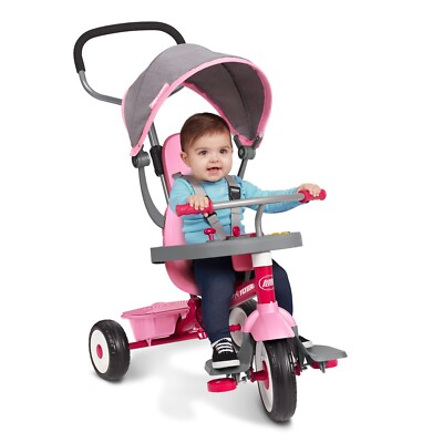 Radio Flyer 5-in-1 Stroll 'N Trike with Activity Tray Pink & Gray