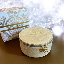 Brand New Gift-of-Purchase Dior beauty Gold Glitter vanity case with mirror