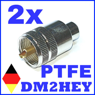 DE- 2x PL259 PTFE UHF Stecker 5mm Koax RG58  Lötversion für CB und Amateur