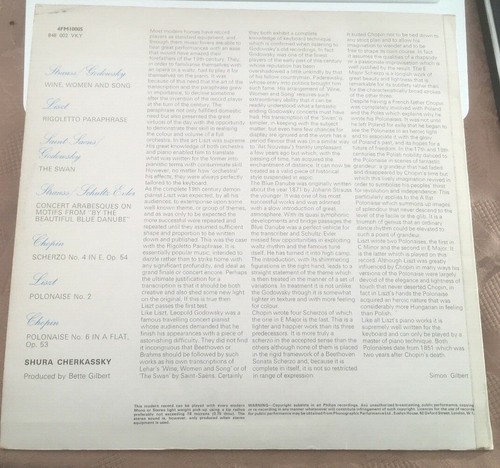 Shura Cherkassky "Piano Recital" 1968 Philips Stereo Vinyl LP 4FM10005 EX/EX - Picture 2 of 8