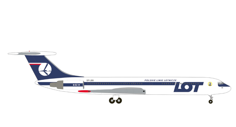 1:500 Herpa LOT Ilyushin IL-62M Passenger Aircraft Plane Diecast