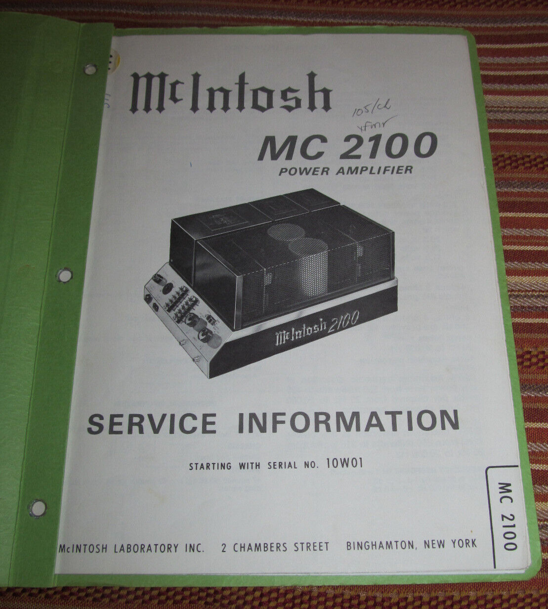 McIntosh MC 2100 Factory Service Manual (Original Paper)