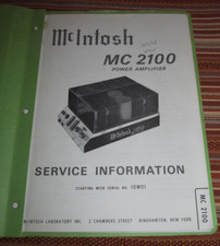McIntosh MC 2100 Factory Service Manual Original Paper 