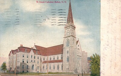 Postcard NY Buffalo New York St Joseph Cathedral Posted 1911 Vintage PC K877