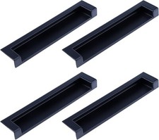 6" Black Recessed Door Handle Flush Rectangular Cabinet Handle 6" 4-Pack BLACK 