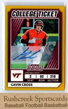 2022 Elite Extra Edition #CTO-2 Gavin Cross College Tickets Optic Gold Auto /10