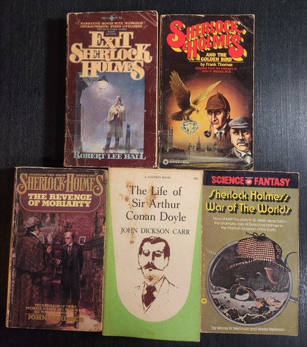 SHERLOCK HOLMES VINTAGE PAPERBACK LOT OF 5 EXIT, MORIARTY, WAR OF THE WORLDS