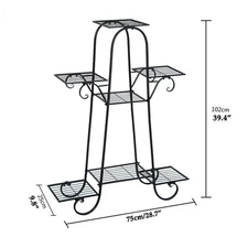 7 Tier Large Indoor Metal Plant Stand Shelf Garden Flower Pot Rack Black Rack