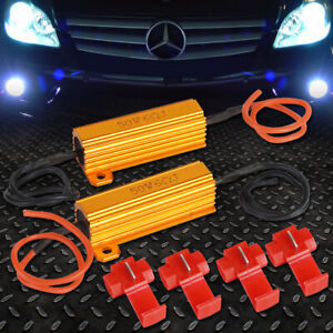 PAIR-LED-HID-HEADLIGHT-ANTI-FLICKER-HYPER-FLASHING-RESISTOR-DECODER-CANCELLER