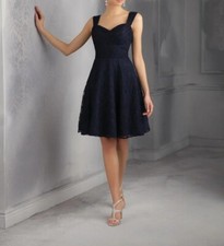 Mori Lee Madeline Gardner Black Lace Sleeveless Convertible Mini Dress Size 14