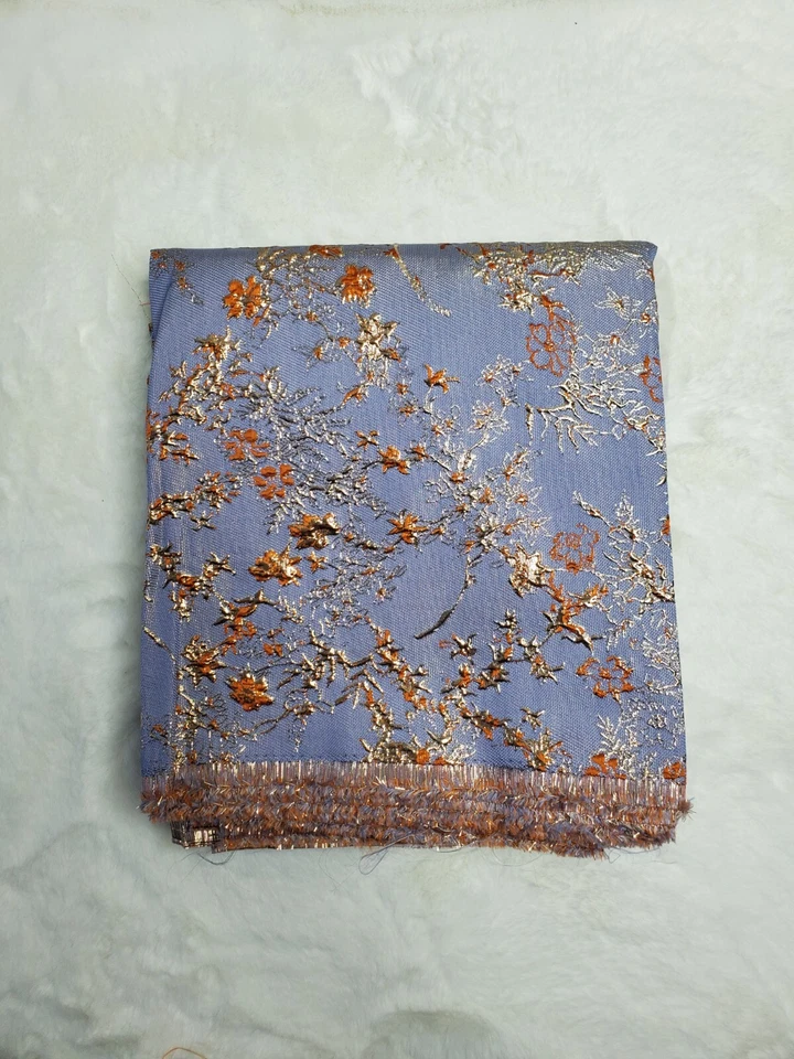 Brocade Fabric Light Purpl Jacquard fabric Floral brocade Orange Jacquard 5yards - Image 3 of 3