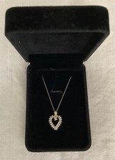 10k White  Yellow Gold Heart Pendant Necklace 18  1.6g