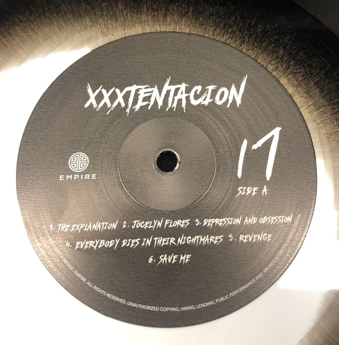 XXXTENTACION 17 ORIGINAL COLORED VINYL WHITE/BLACK SMASH BRAND NEW