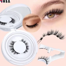 Reusable Natural Magnetic Eyelashes with Applicator No Glue Needed Lashes Kit US