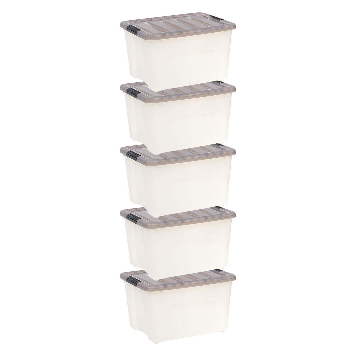 40Qt Plastic Storage Bins Stackable Latching Totes Clear 5Pk Durable Organizers